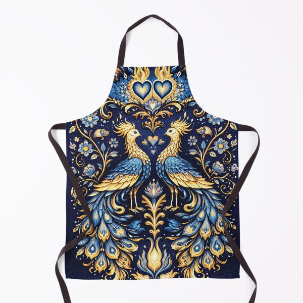 Item preview, Golden Phoenix Birds Symmetrical Folk Art Design designed and sold by Gold Turtle Lina.