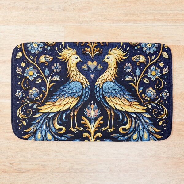 Item preview, Golden Phoenix Birds Symmetrical Folk Art Design designed and sold by Gold Turtle  Lina.