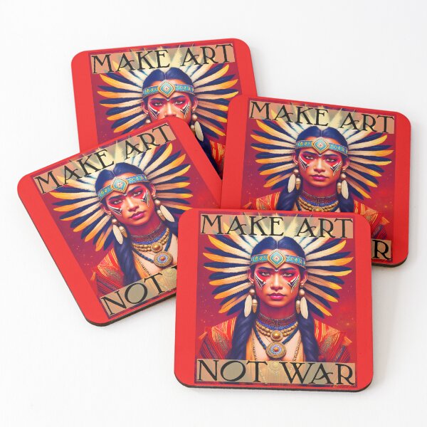 Item preview, Make Art Not War Modern Tribal Potrait Protest Art Poster designed and sold by thelivingrp.