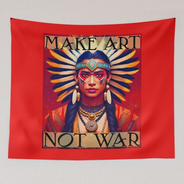 Item preview, Make Art Not War Modern Tribal Potrait Protest Art Poster designed and sold by thelivingrp.