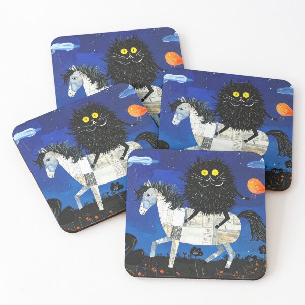 Item preview, Whimsical Dark Cat Night Journey designed and sold by BetweenForms.