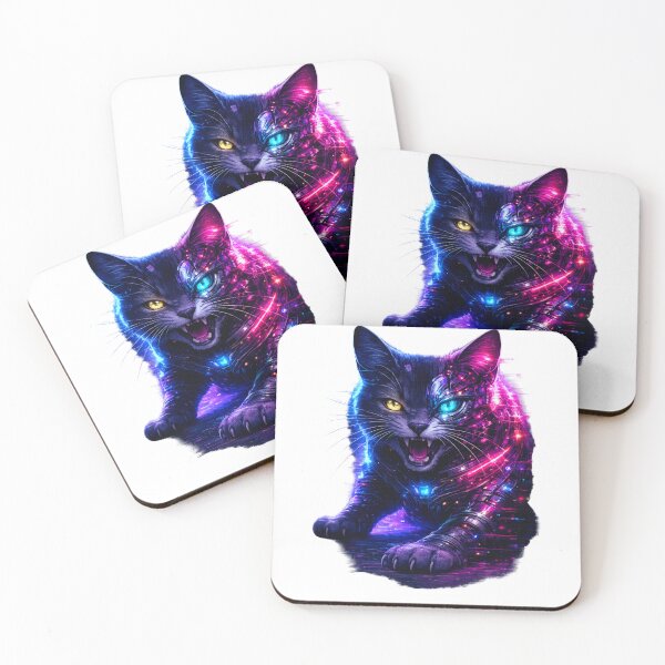 Item preview, Cyberpunk Glitch Cat Attack – Futuristic Neon Cat Design designed and sold by unglaublichGut.