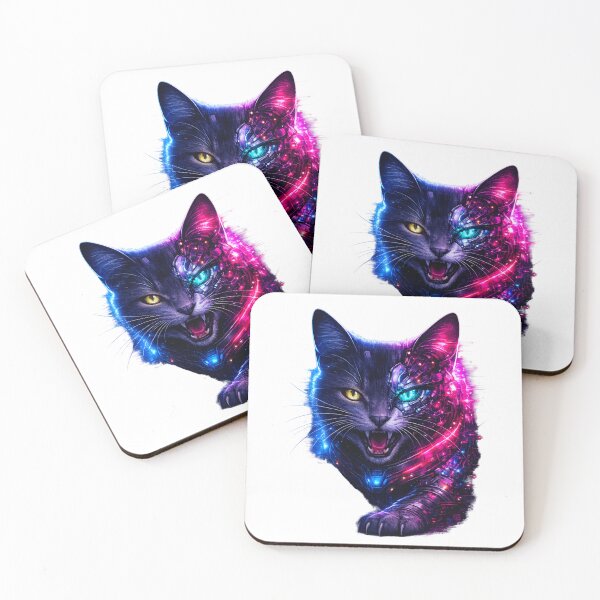 Item preview, Glitch Cyber Cat Face – Neon Futuristic Feline Design designed and sold by unglaublichGut.