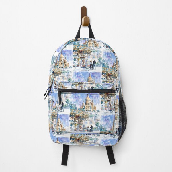Item preview, Montmartre Carousel and Sacre-Coeur Paris Watercolor designed and sold by caracatita75.