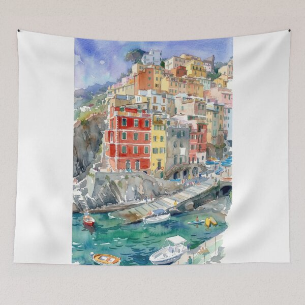Item preview, Riomaggiore Cinque Terre Italy Watercolor designed and sold by caracatita75.