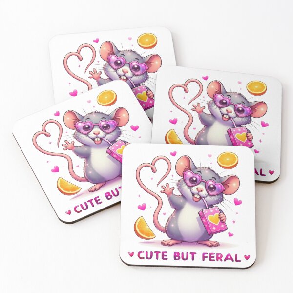 Item preview, Cute But Feral Rat Pink Heart Sunglasses Juice Box Kawaii designed and sold by Hinata04.