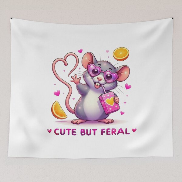 Item preview, Cute But Feral Rat Pink Heart Sunglasses Juice Box Kawaii designed and sold by Hinata04.