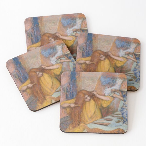 Item preview, Impressionist Pastel Art Woman Combing Hair Interior Scene for Classic Art Lovers designed and sold by RickE.