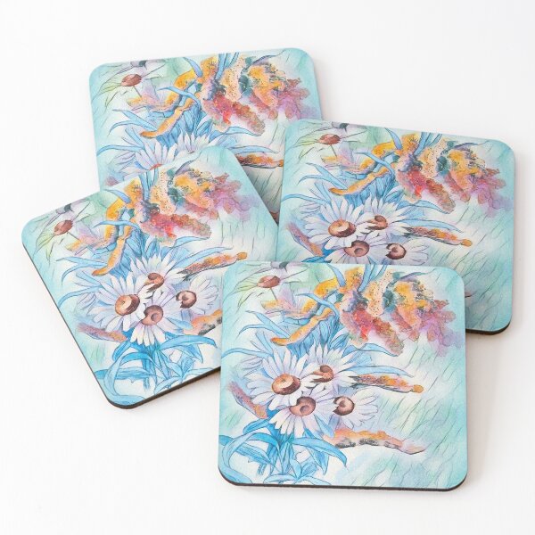 Item preview, Grandmother's Daisies in Blue designed and sold by RiverDeeDesigns.