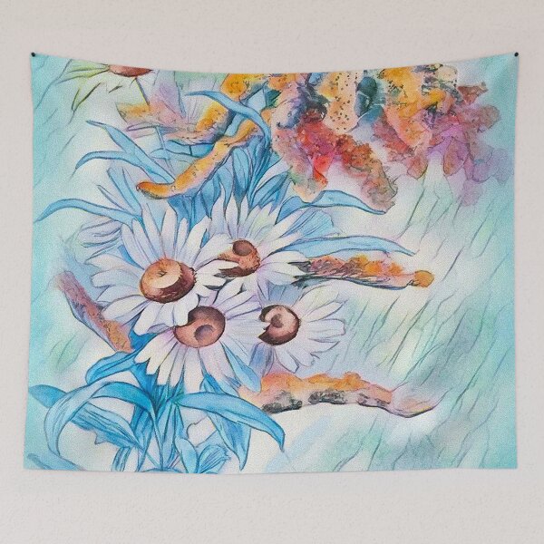 Item preview, Grandmother's Daisies in Blue designed and sold by RiverDeeDesigns.
