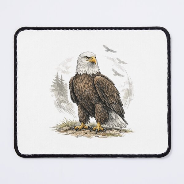 Item preview, Standing Bald Eagle on Ground – Symbol of Strength designed and sold by Joyfulfabric.
