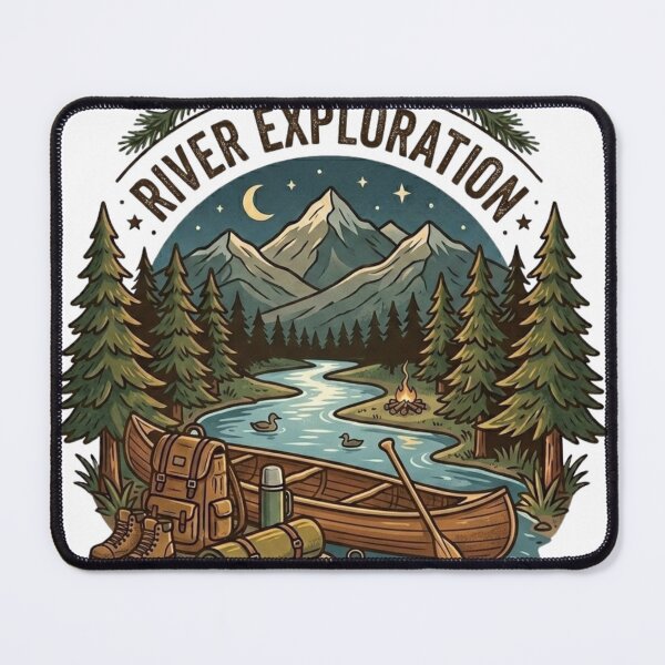 Item preview, Vintage River Exploration Canoe Camping Outdoor Adventure Art designed and sold by EverBranz-stor.