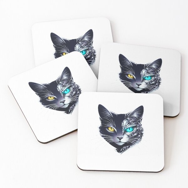 Item preview, Minimal Cyber Cat Face – Futuristic Glitch Neon Design designed and sold by UnglaublichGut.