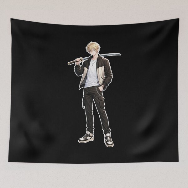 Item preview, anime guy with katana designed and sold by lilypadblue.