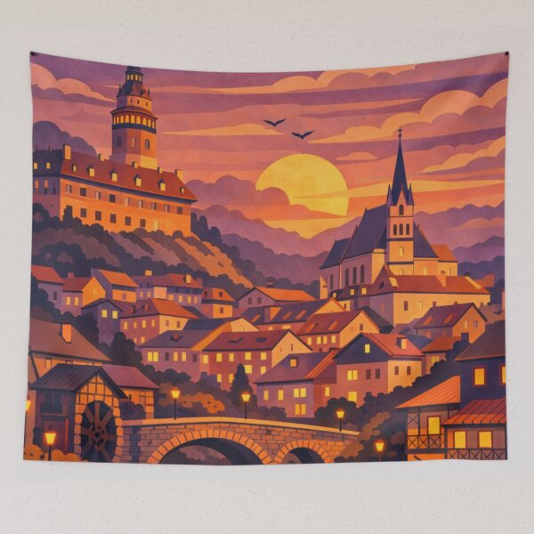 Item preview, Český Krumlov Czech Republic Vintage Travel Art designed and sold by MatthewHeights.