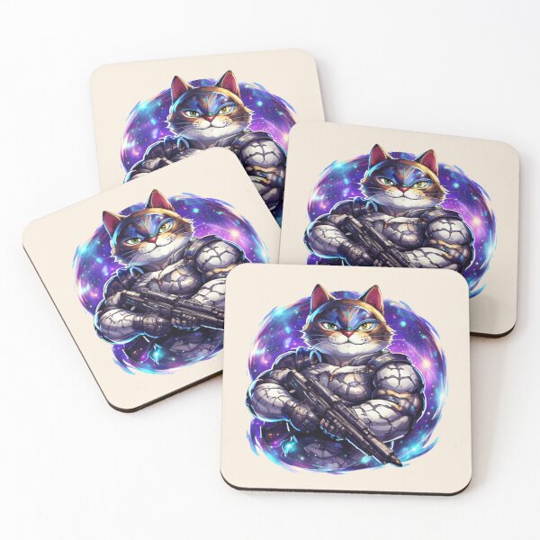 Item preview, Buff Space Cat Mercenary | Funny Muscular Cat Gamer Meme | Space Warrior Animal Sticker designed and sold by VectorJoy.