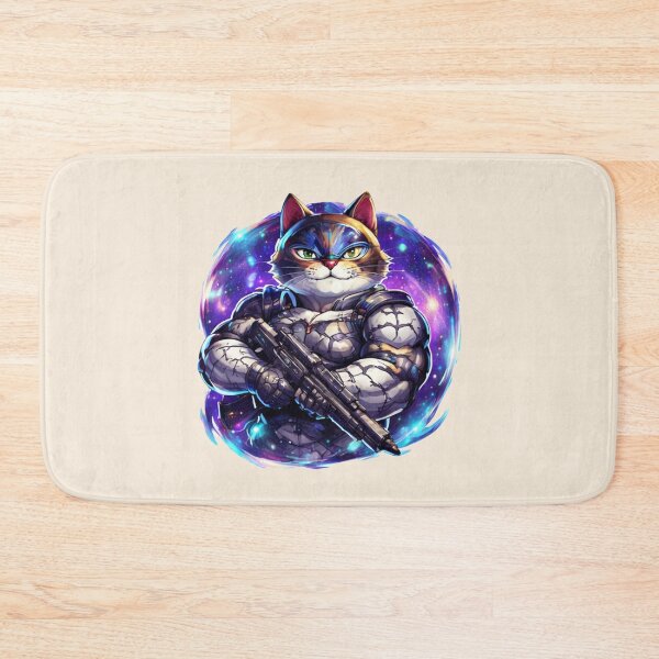 Item preview, Buff Space Cat Mercenary | Funny Muscular Cat Gamer Meme | Space Warrior Animal Sticker designed and sold by VectorJoy.