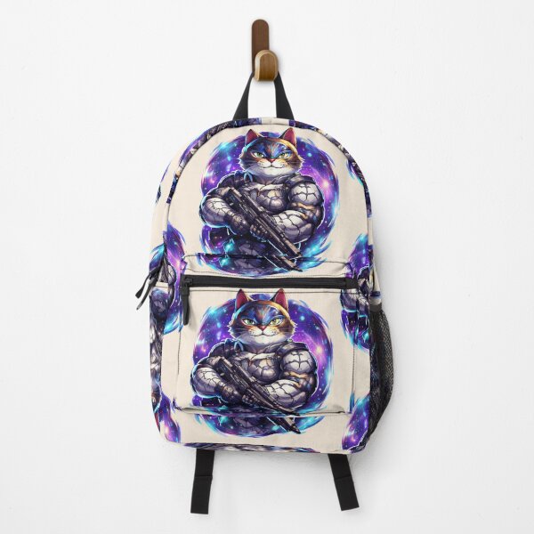 Item preview, Buff Space Cat Mercenary | Funny Muscular Cat Gamer Meme | Space Warrior Animal Sticker designed and sold by VectorJoy.