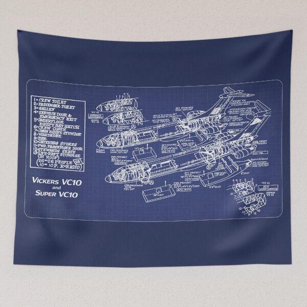 Item preview, Vickers VC10 and Super VC10 Blueprint Cutaway Diagram Infographic designed and sold by MilitaryMart.