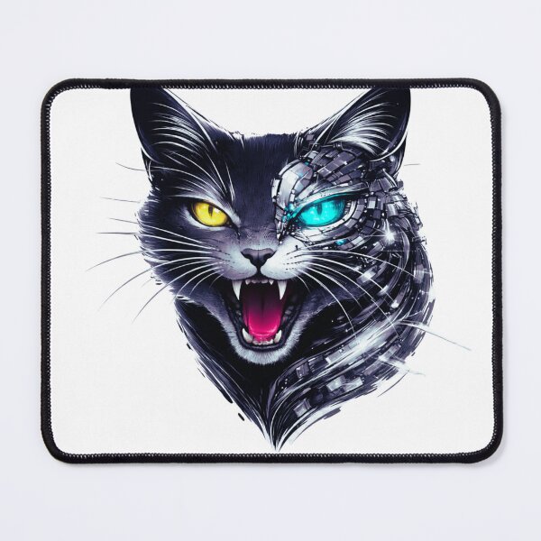 Item preview, Minimal Cyber Cat Face – Futuristic Neon Glitch Design designed and sold by UnglaublichGut.