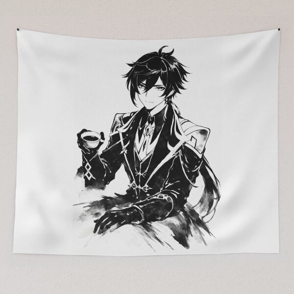 Item preview, zhongli ink brush work painting designed and sold by lilypadblue.