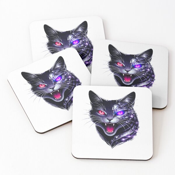 Item preview, Cyberpunk Glitch Cat Rage – Neon Red Purple Eyes Design designed and sold by UnglaublichGut.