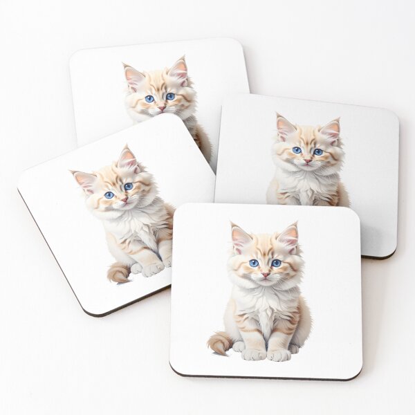 Item preview, Cream Ragdoll Kitten with Blue Eyes – Soft Cute Cat Illustration, Fluffy Ragdoll Cat Art, Cozy Pet Design designed and sold by SabraDD.