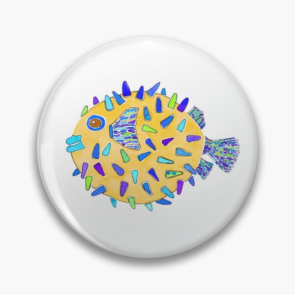 Item preview, Lemon Yellow Pufferfish Watercolor Design designed and sold by AlinaArt&Design.