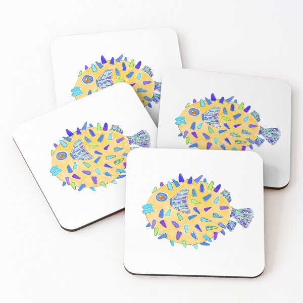 Item preview, Lemon Yellow Pufferfish Watercolor Design designed and sold by AlinaArt&Design.