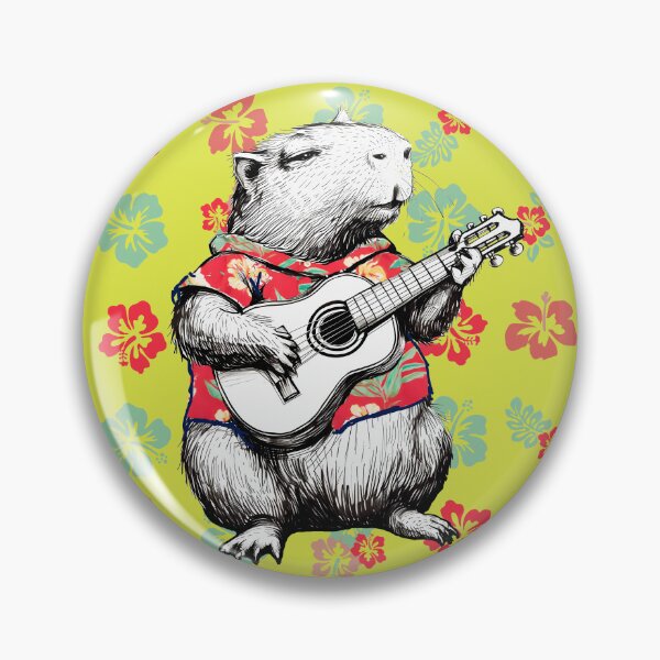 Artikelvorschau, Lispe Capybara spielt Gitarre Tropische Blumenästhetik entworfen und verkauft von Lispe-Designs.
