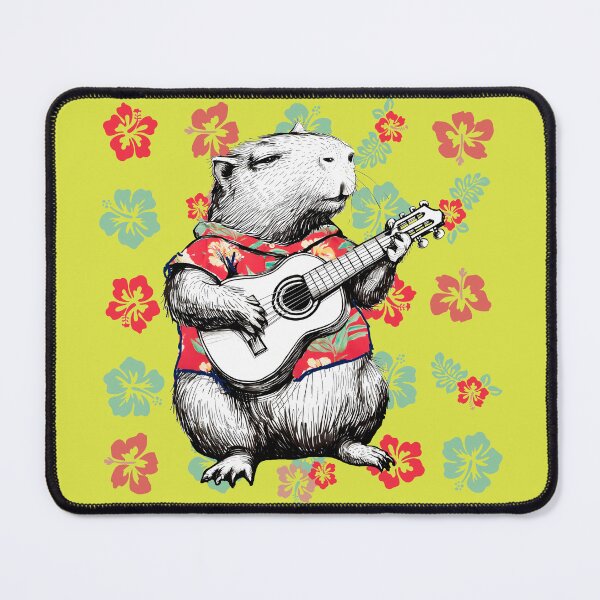 Item preview, Lispe Capybara Playing Guitar Tropical Floral Aesthetic designed and sold by Lispe-Designs.
