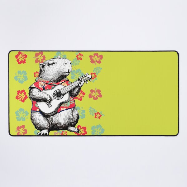 Item preview, Lispe Capybara Playing Guitar Tropical Floral Aesthetic designed and sold by Lispe-Designs.
