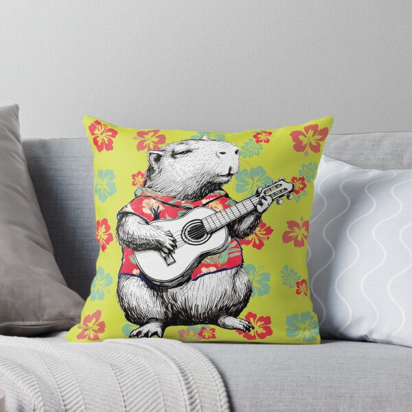 Item preview, Lispe Capybara Playing Guitar Tropical Floral Aesthetic designed and sold by Lispe-Designs.