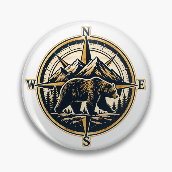 Item preview, Vintage Bear Compass Mountain Adventure Wilderness Design designed and sold by Digital Culture Studio.