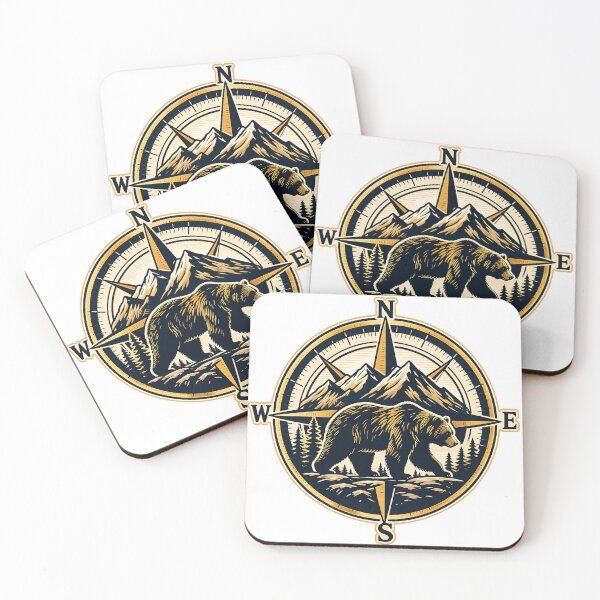 Item preview, Vintage Bear Compass Mountain Adventure Wilderness Design designed and sold by Digital Culture Studio.