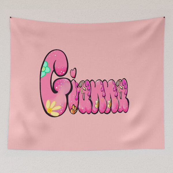 Item preview, Gianna Name - Pink Floral Bubble Letter Aesthetic Retro Boho Design designed and sold by Artonmytee.