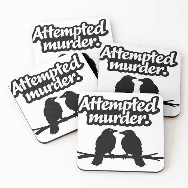 Item preview, Attempted Murder - Crow Sticker Minimalist Gothic Humor Design for Dark Humor Fans designed and sold by RickE.