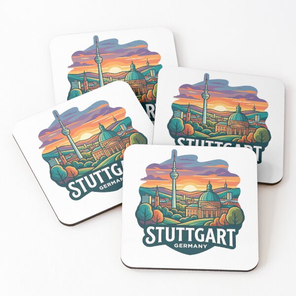 Item preview, Stuttgart Germany City Skyline Retro Sunset Emblem designed and sold by k3rstman1.