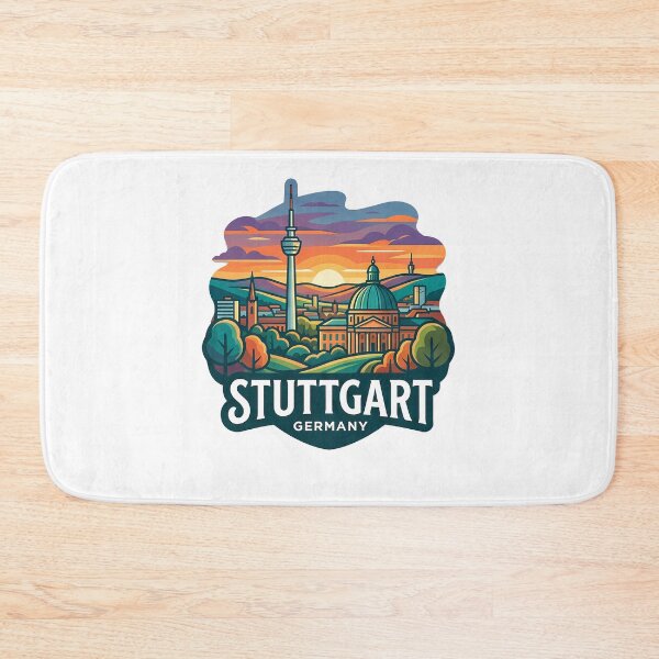 Item preview, Stuttgart Germany City Skyline Retro Sunset Emblem designed and sold by k3rstman1.