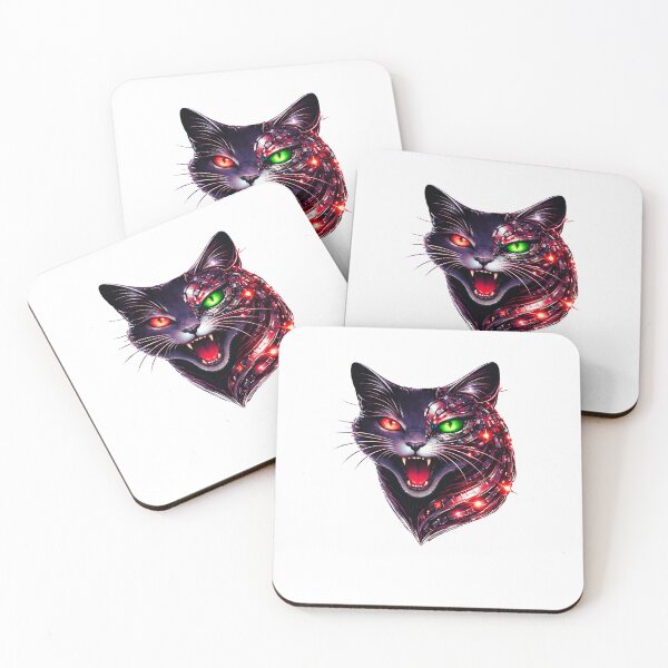 Item preview, Cyberpunk Glitch Cat – Red Green Eyes Futuristic Design designed and sold by unglaublichGut.