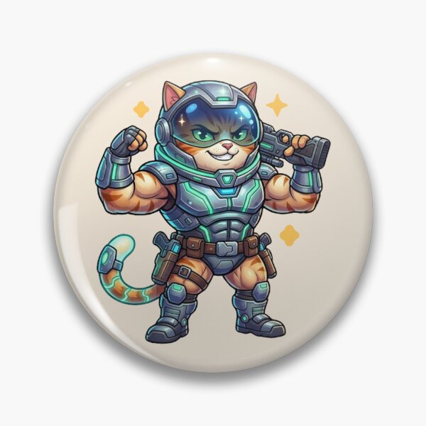 Item preview, Buff Space Cat Mercenary | Funny Muscular Cat Gamer Meme | Space Warrior Animal Sticker designed and sold by VectorJoy.