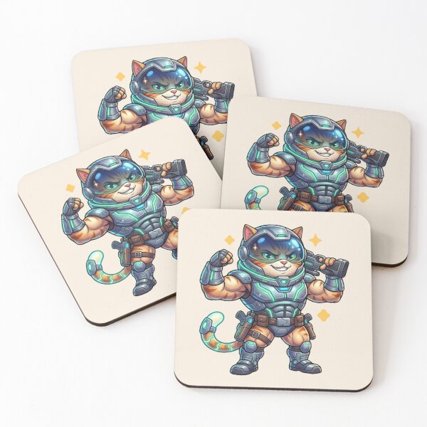 Item preview, Buff Space Cat Mercenary | Funny Muscular Cat Gamer Meme | Space Warrior Animal Sticker designed and sold by VectorJoy.