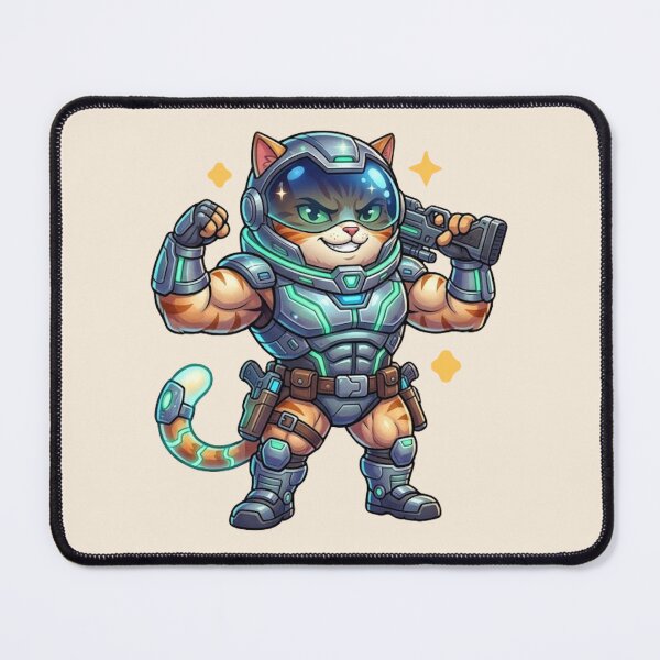 Item preview, Buff Space Cat Mercenary | Funny Muscular Cat Gamer Meme | Space Warrior Animal Sticker designed and sold by VectorJoy.