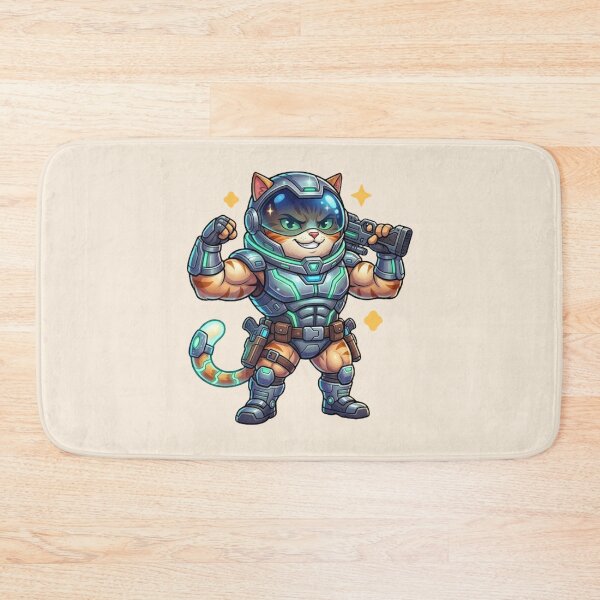Item preview, Buff Space Cat Mercenary | Funny Muscular Cat Gamer Meme | Space Warrior Animal Sticker designed and sold by VectorJoy.
