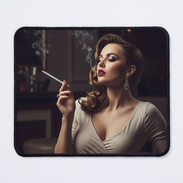 Item preview, Elegant Femme Fatale Smoking Cigarette Vintage Glam Portrait. designed and sold by Spark2Seduction.