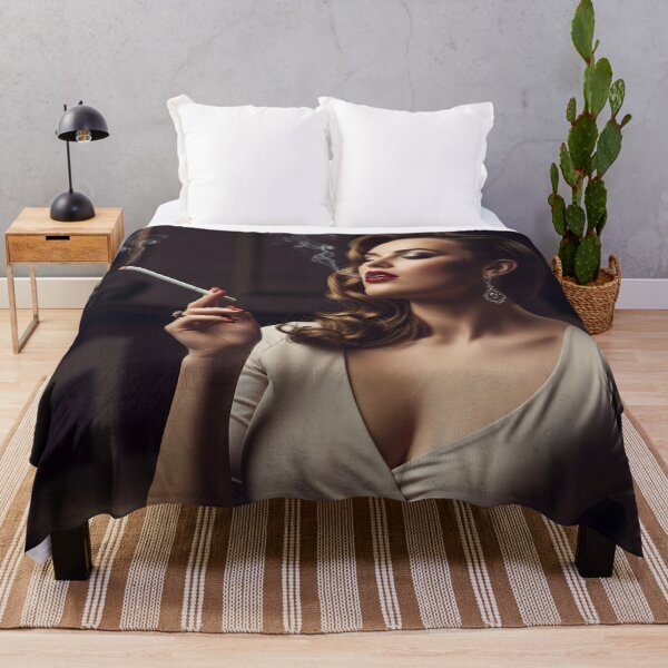 Item preview, Elegant Femme Fatale Smoking Cigarette Vintage Glam Portrait. designed and sold by Spark2Seduction.