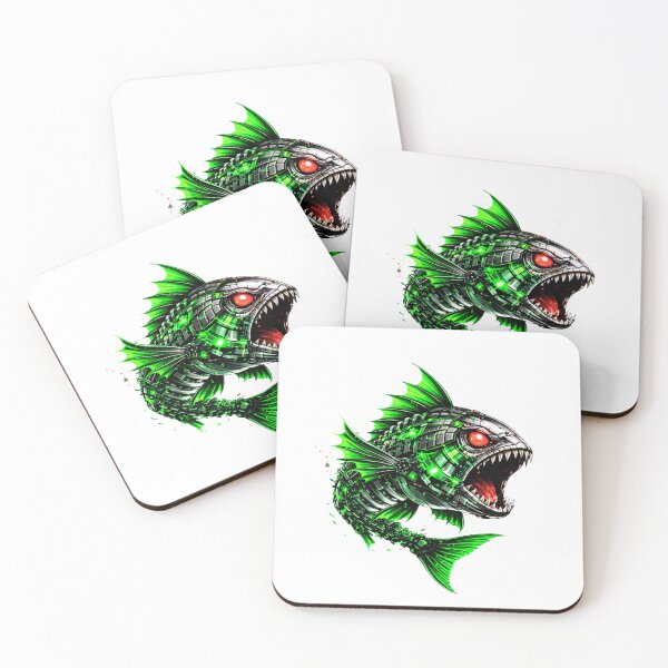 Item preview, Cyberpunk Glitch Fish – Green Piranha with Red Eye Design designed and sold by unglaublichGut.