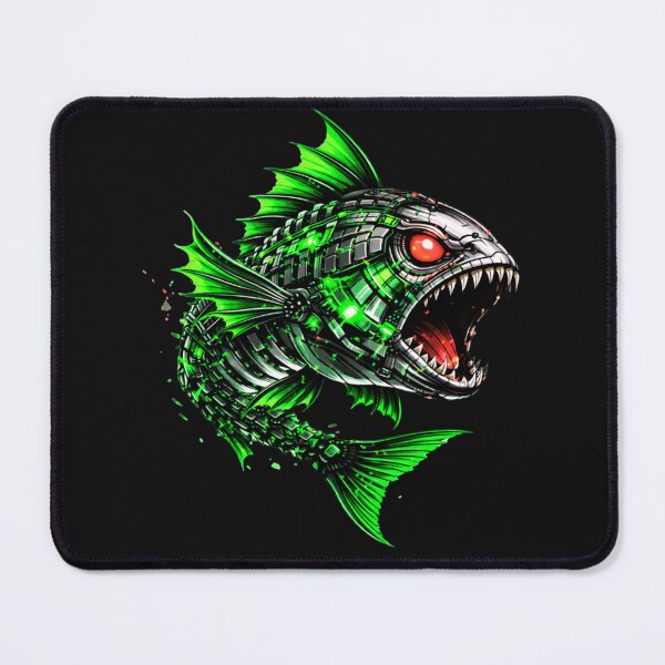 Item preview, Cyberpunk Glitch Fish – Green Piranha with Red Eye Design designed and sold by unglaublichGut.