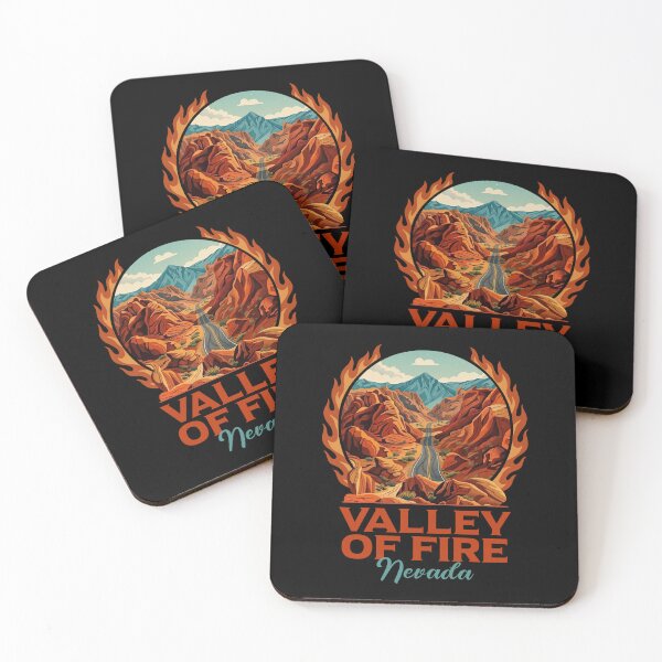 Item preview, Valley of Fire Nevada Burning Red Rocks Retro Art designed and sold by LinaValearte.