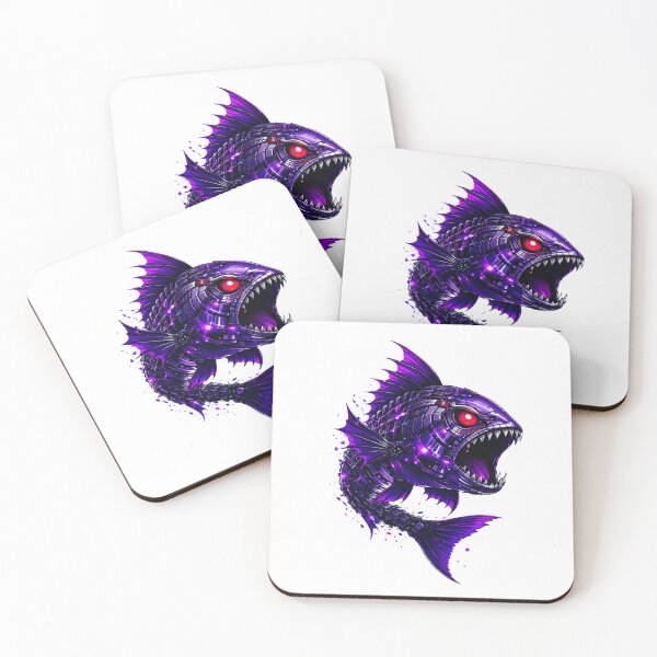 Item preview, Cyberpunk Glitch Fish – Purple Piranha Neon Design designed and sold by unglaublichGut.